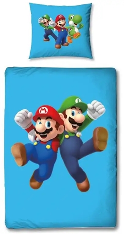 Super Mario Sengetøj 140x200 cm - Super Mario Brothers - 2 i 1 design - 100% bomuld